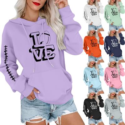 Женский модный, повседневный, удобный свитер с круглым вырезом, капюшоном, длинными рукавами и принтом в стиле регби