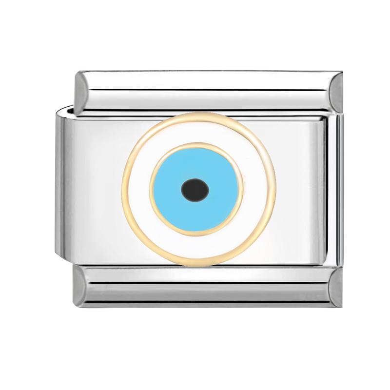 Модные цветы Глаза дьявола Сердце Бабочка Вишня Итальянские шармы из нержавеющей стали Подходят для браслета 9 мм Циркон DIY Изготовление Подарки