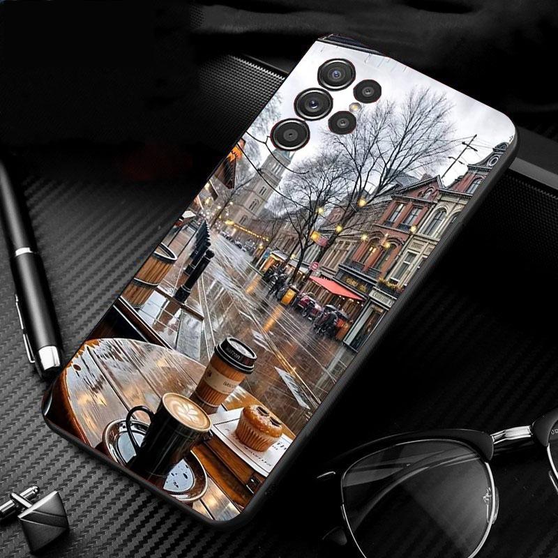 Чехол для телефона для Samsung Galaxy S26 S25 S24 S23 S22 Ultra S23 S22 S25 Plus S24 FE S26Edge Кофейня ночь Эстетика