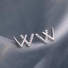 Flash Diamond W Letter Design Sense Ins Simple, Small and Fresh Student Cold Wind Niche Earrings Double V Geometric Stud Earrings