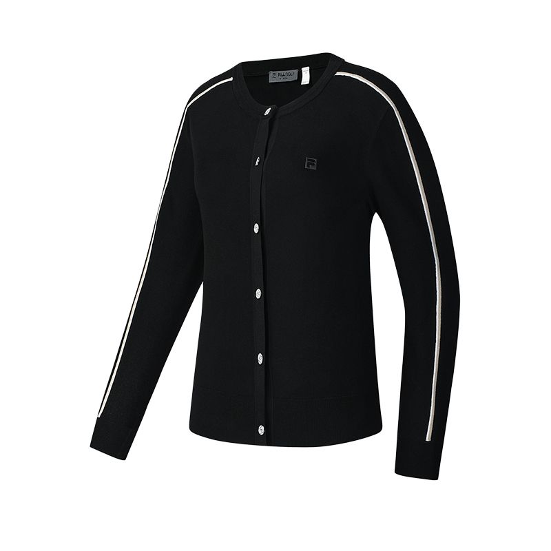 Fila Golf Series Fashionable Button-Down Cardigan Women Knitwear Deep-Black A11W525405F-BK