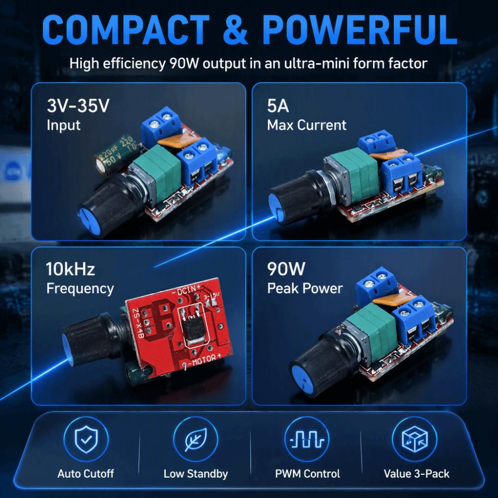 3pcs 1% to 100% Duty Cycle PWM Controller 3V-35V DC Motor Speed Controller For DIY Projects