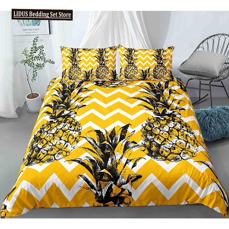 Fruit 3D Pineapple Fruit Pattern Duvet Cover Set King Queen Size Bedding Sets With Pillowcase For Boy Girl Polyester Bedding Set