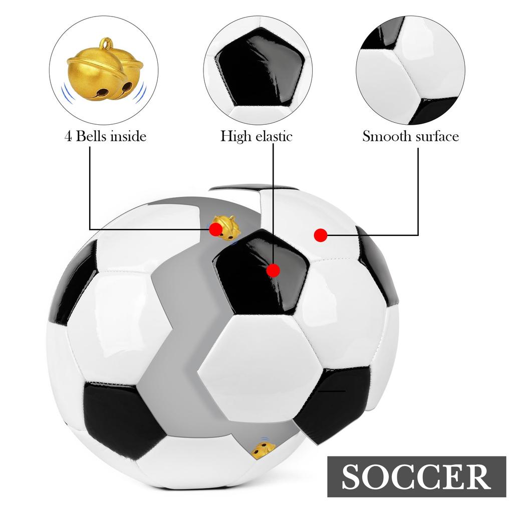 Linkidea Size 5 Bell Soccer Ball for the Visually Rattle Sound Soccer Lightweight Audible Ball for Therapy Adaptive Sports Impaired, Ball, Ball, &