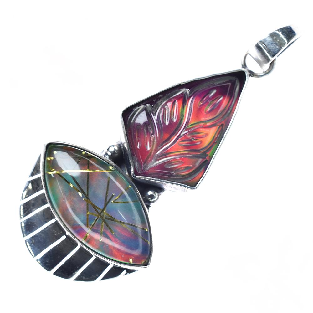 A+ CERTIFIED 45 Ct Natural Opal Fancy Cut Gemstone 925 Sterling Silver Pendant