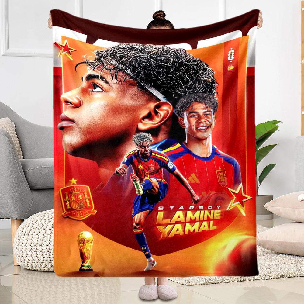 Lamine Yamal's Football Journey Blanket Soft & Cozy Perfect for Office Chair Picnics Office All-Season Use Digital Print