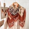 Retro Fashion 130CM Large Square Scarf Women's Beard Scarf Printed Versatile High-end Shawl Scarf