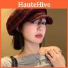 Vintage Red Plaid Cloud Beret Hat For Women Summer Casual Fashion Accessory