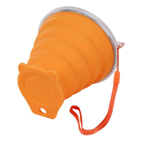 Складной силиконовый стакан для воды Yousheng со шнурком, широким горлышком, герметичный, портативная бутылка для воды с прозрачной крышкой