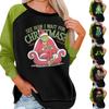 Woman' Fashionable Casual Round Neck Long Sleeved Christmas Printed Hoodie Top
