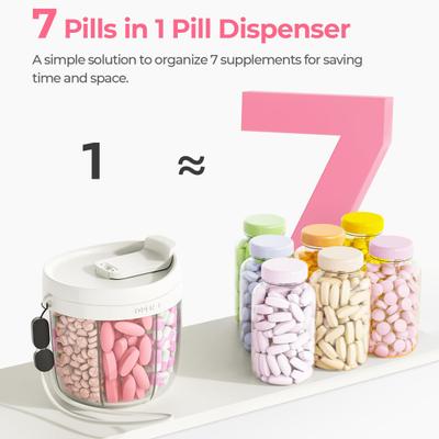 Диспенсер для таблеток с 7 отделениями, дизайн, исключающий смешивание, удобный органайзер для бутылочек с таблетками, контейнер для таблеток без содержания бисфенола А