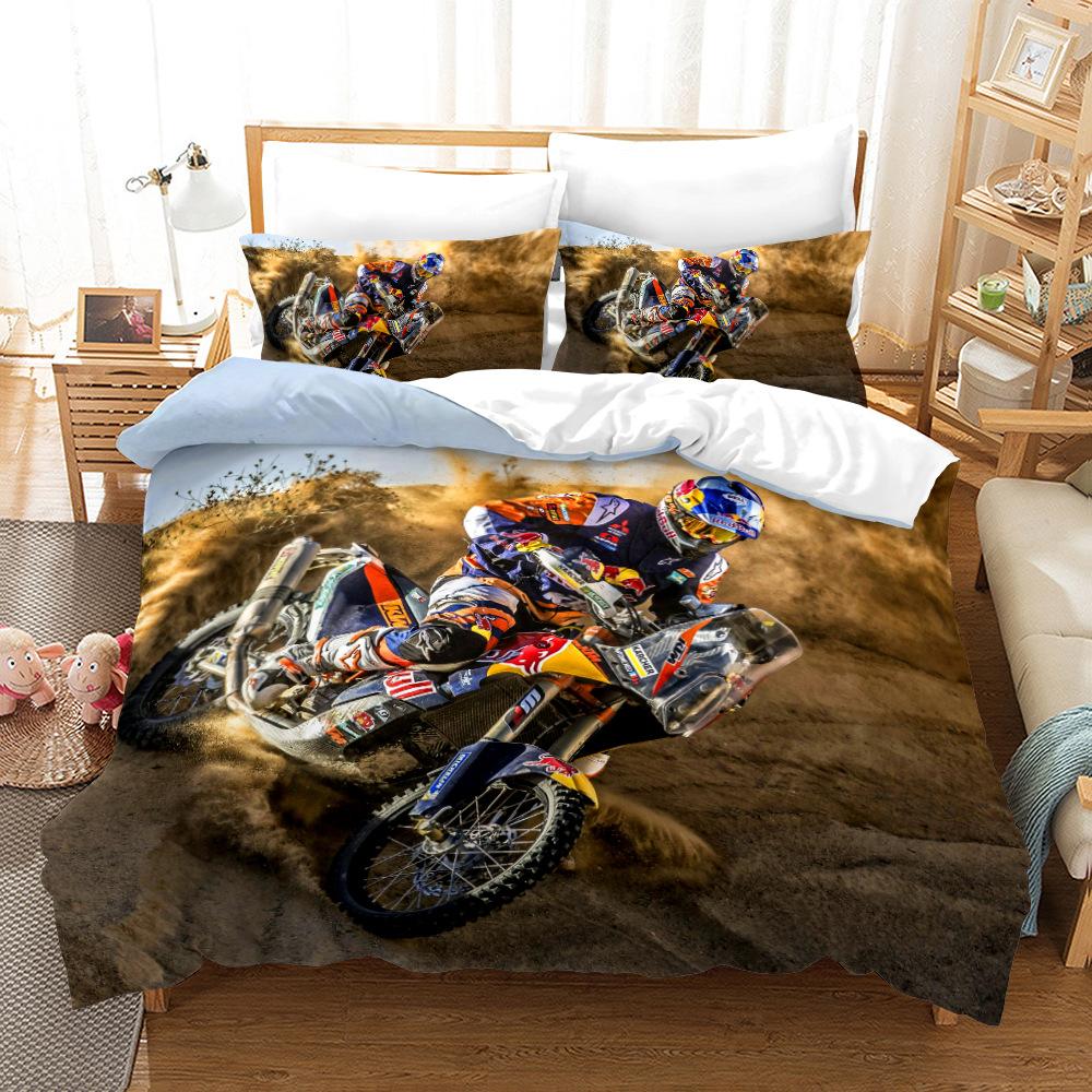 3D комплект постельного белья для мотоциклистов с гоночным узором, пододеяльник, наволочка, 2/3 шт., EU135 * 200, полноразмерный декоративный пододеяльник для комнаты мальчиков
