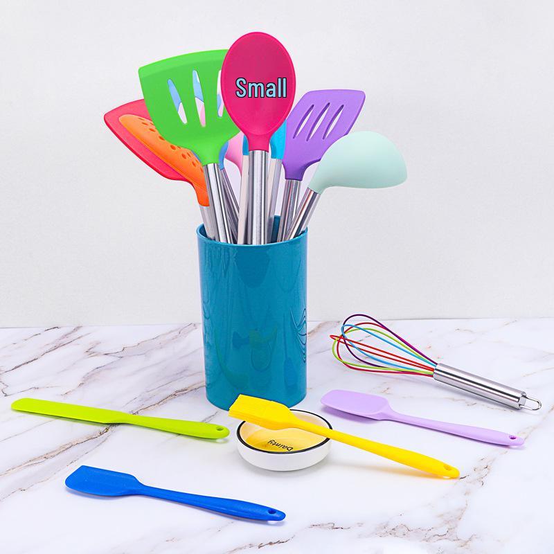 Черный набор кухонных принадлежностей из нержавеющей стали и с силиконовыми ручками, 15 предметов, с ведром для хранения