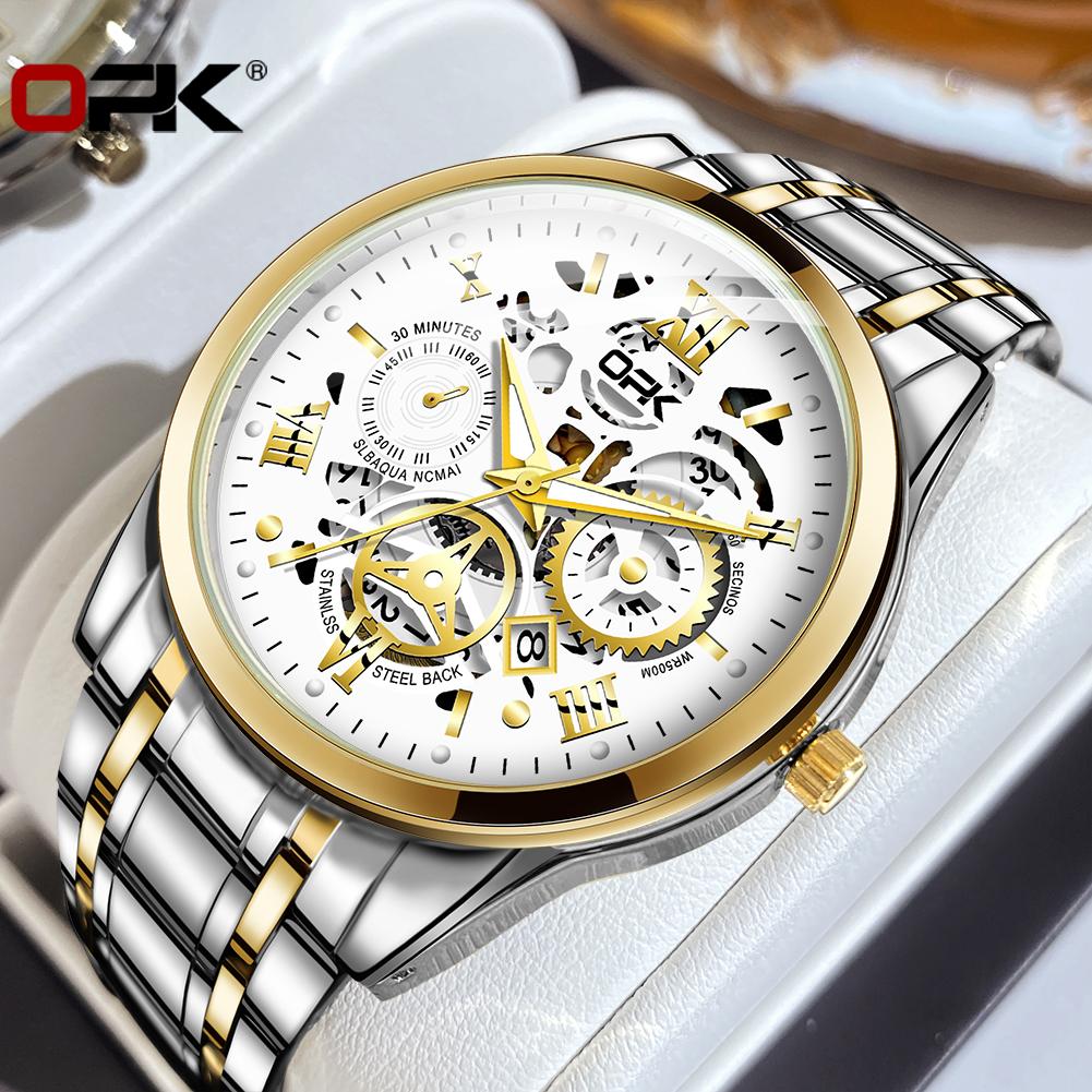 OPK 8135 Mens Watch New Fashion Brand Luxury Quartz Watch Stainless steel Watches For MenWaterproof Chronograph Automatic Watch
