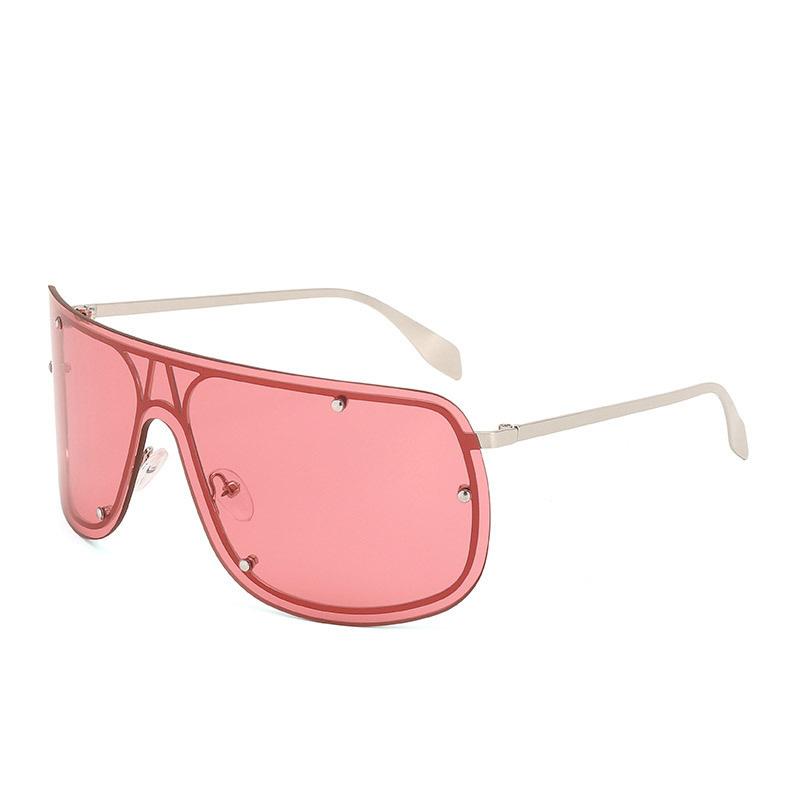 Oversized One-Piece Shield  Fashion Luxury Women Sunglasses Perfect For Cycling  Punk Rivet Big Frame Men Eyewear Uv400