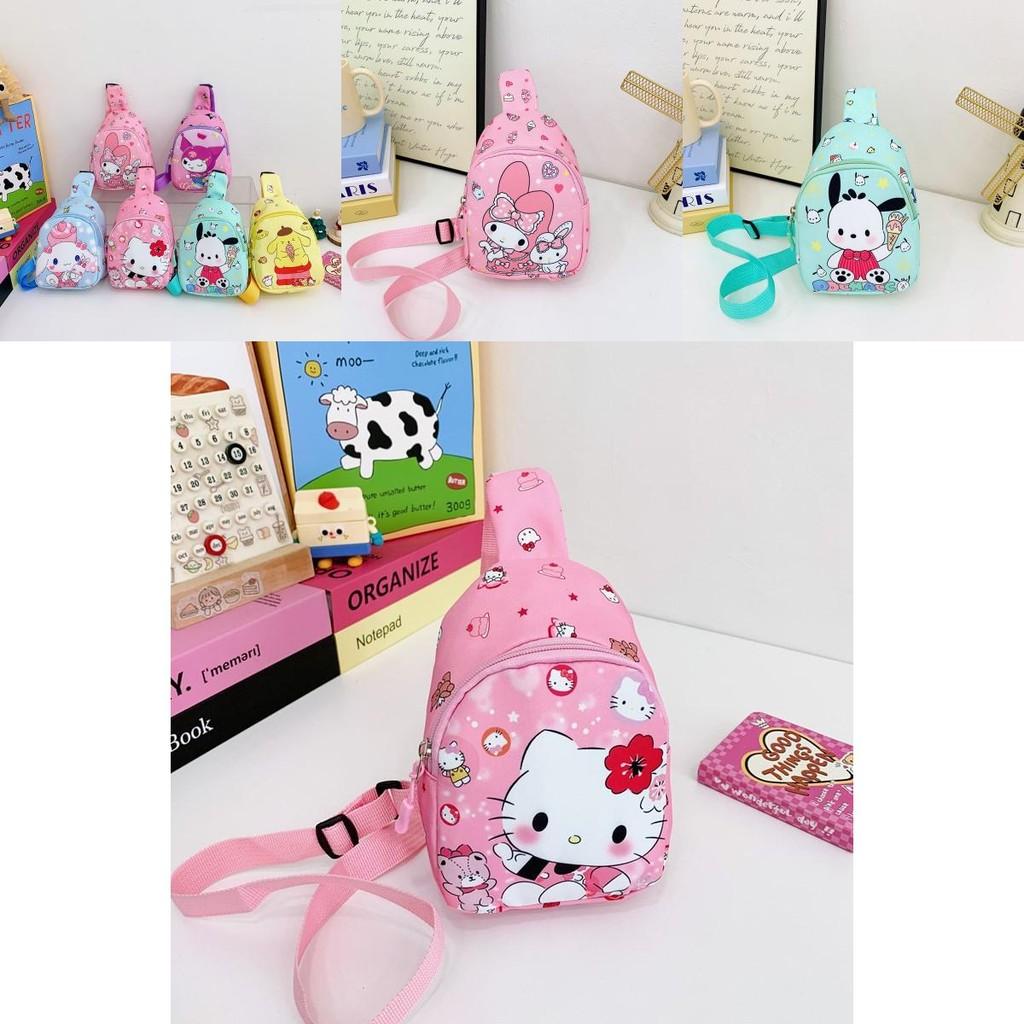 Детская нагрудная сумка Hello Kitty Kuromi Melody с полиэстеровым материалом и дышащим дизайном для ежедневного использования в детском саду