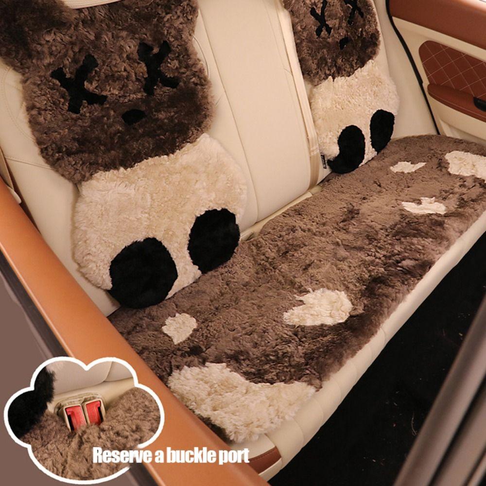 Утолщенная подушка для сиденья автомобиля с изображением медведя, мягкий чехол для сиденья автомобиля, прочная теплая подушка с изображением мультяшного автомобиля для холодной погоды