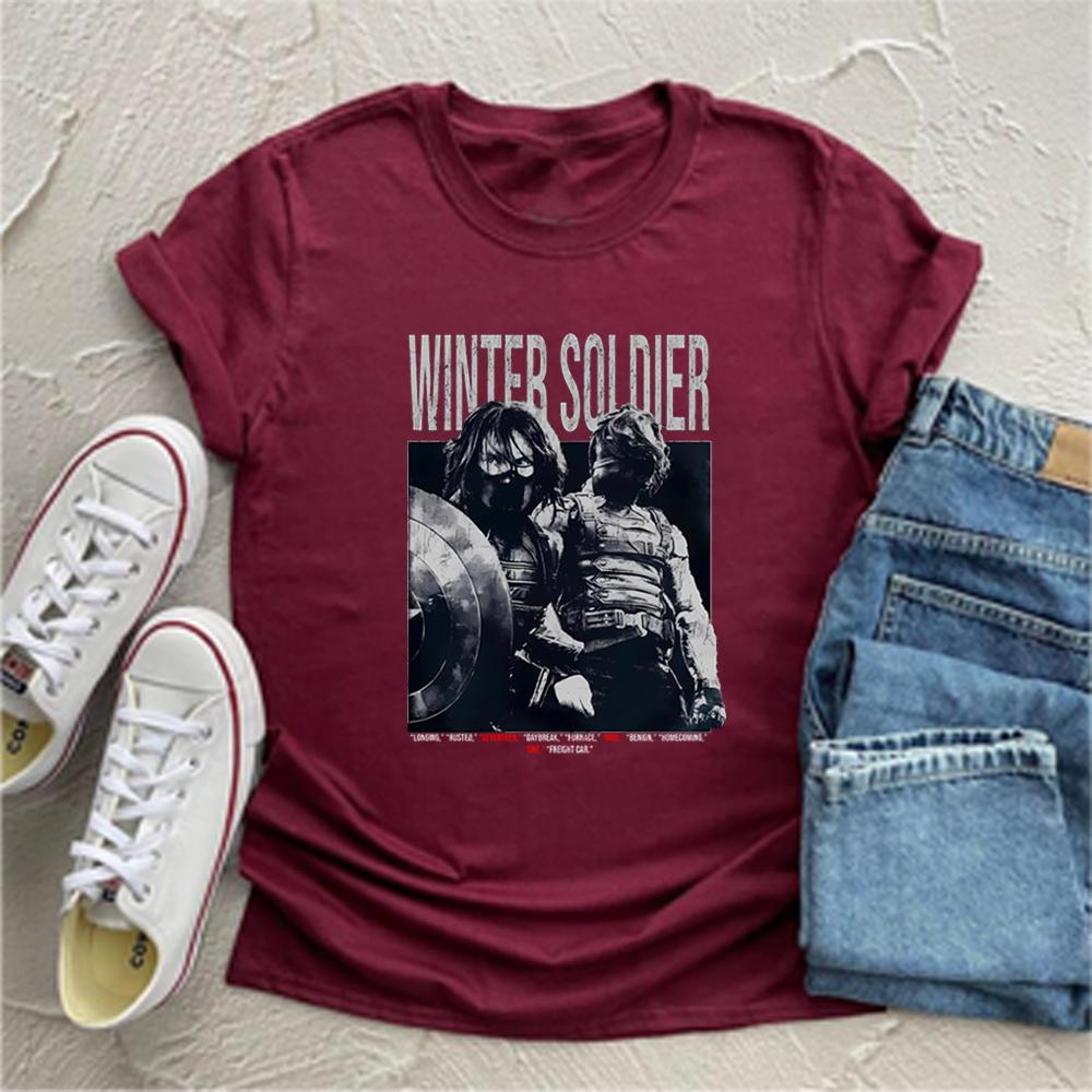 Vintage Winter Soldier T Shirt Bucky Barnes Shirt Retro 90s Tshirt Unisex Short Sleeves Tops Trendy Graphic T Shirts Fan Gifts