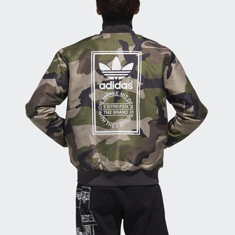 adidas Двусторонняя камуфляжная куртка Originals Trefoil, мужские куртки графитово-черного цвета DX4219