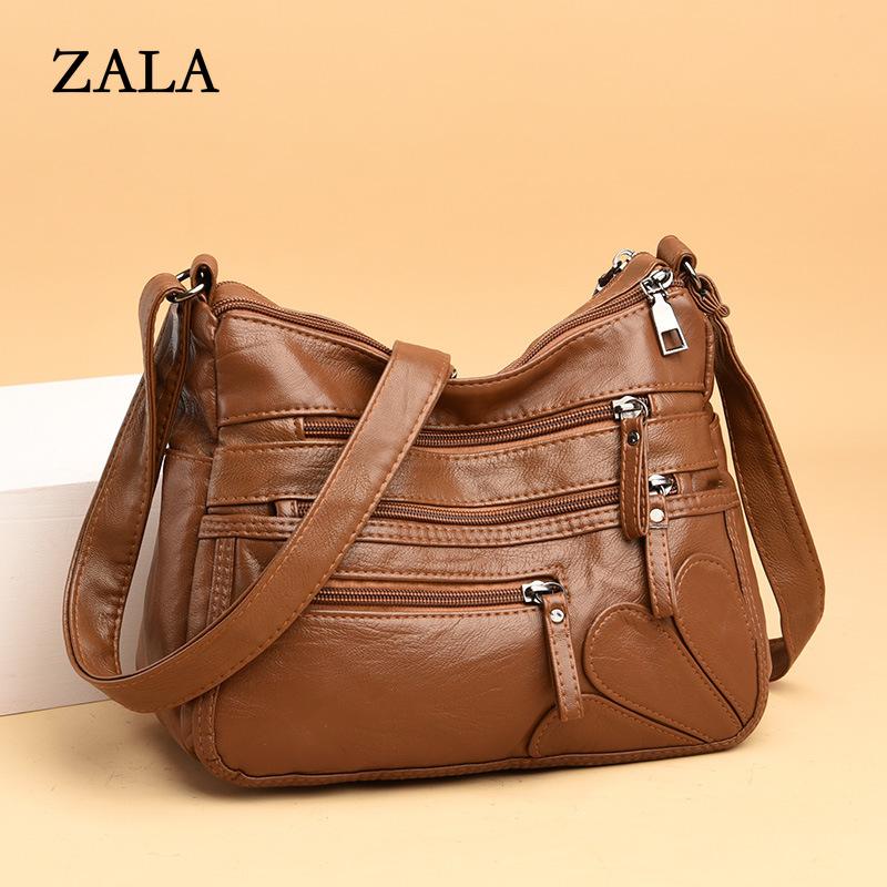 Chinese Women's Bags New Women's Soft Leather Backpacks Large Capacity Shoulder Messenger Bags Middle-aged Mother Bags