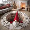 Christmas Gnome 3D Illusion Rug Festive Geometric Round Carpet Cute Nordic Gnome Floor Mat Christmas Gift Home Decor