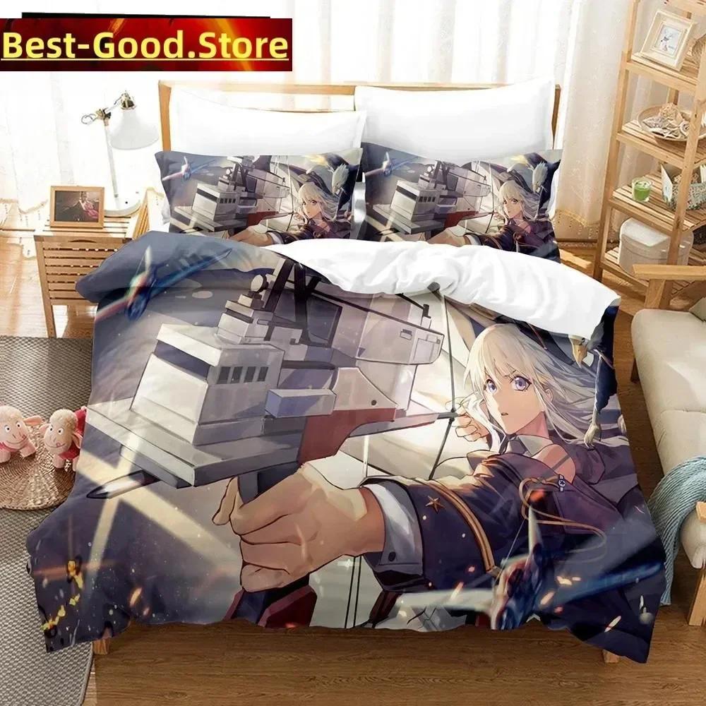 3D Аниме Azur Lane Комплект постельного белья Печатный комплект с наволочкой Пододеяльник Мягкий Односпальный Двуспальный Queen Super King Размер Спальня