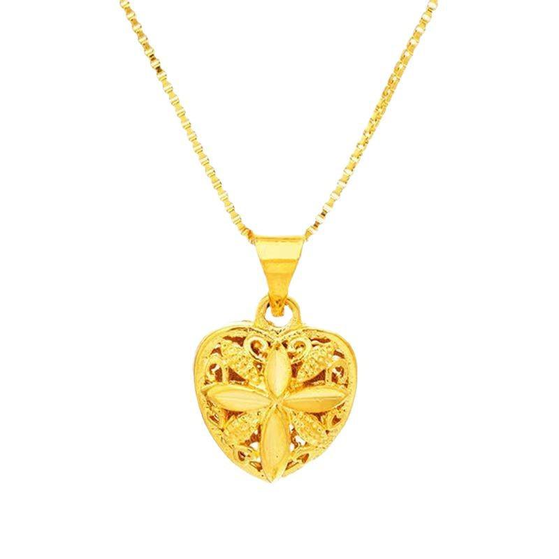 Women's Gold-Tone Heart Clover Pendant Necklace