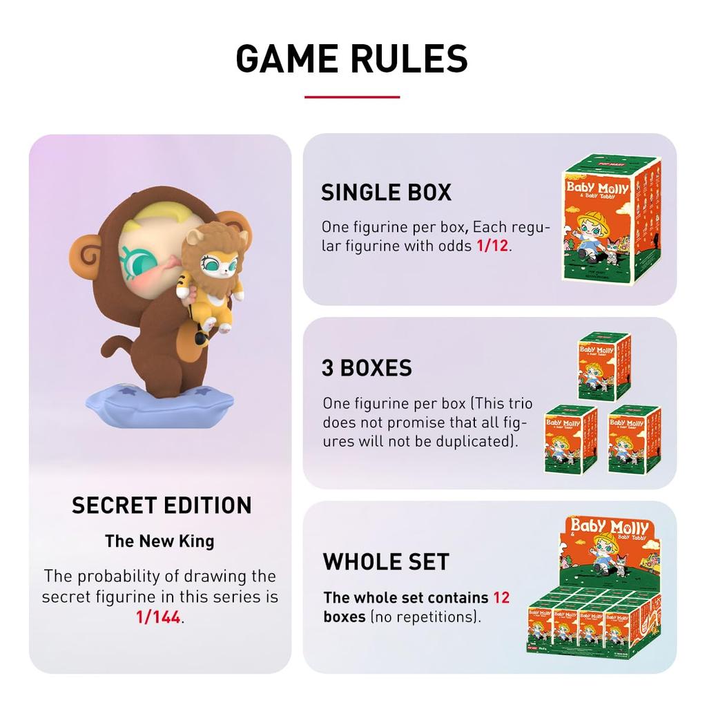 POP MART Baby Molly Baby Tabby Series Pop Mart Gachapon Blind Box Figure Plastic Model Premium Toy PVC Soft Vinyl Original Character Birthday Gift &