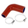 X AUTOHAUX 1 Set 25mm/0.98"-35mm/1.38" ID 90mm/3.54" Length 90° Hose Universal with Red Blue Car Silicone Hose Clamp
