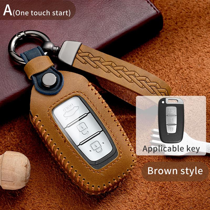 3 4 Button Leather Smart Key Case Cover Fob For Hyundai IX35 Elantra Sonata 8 9 For Kia Sportage K5 K2 Sorento Optima Forte 2011-2016