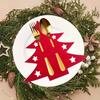 12pcs Christmas Tree-Shaped Felt Utensil Holders - Red & Green Holiday Table Decor with Star Accents, Durable Felt Cutlery