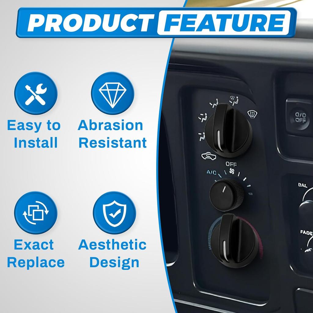 AC Heater Blower Fan Knob, AC Heater Control Knobs Compatible with Dodge Ram 1500 2500 3500 1994-1997, Chrysler Concorde 1994-1997, Replaces 4882482,