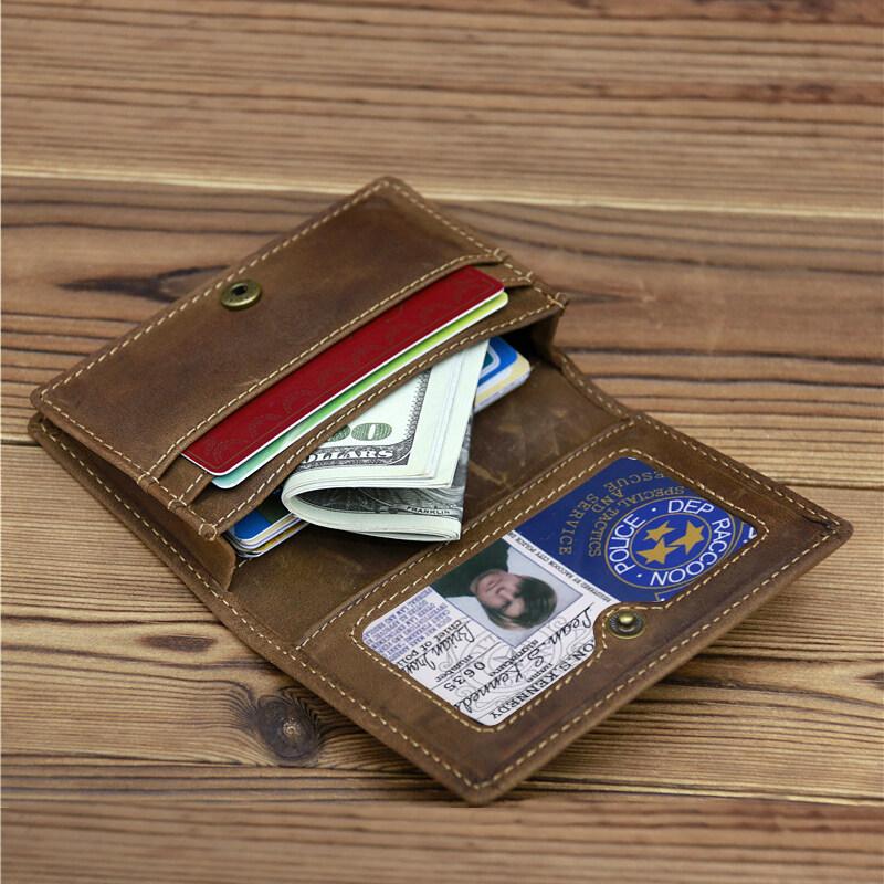 Vintage Crazy Horse Leather Credit Card Holder Wallet Mens Real Cowhide Slim ID VIP Photo Cards Bags Small Change Coins Pouches