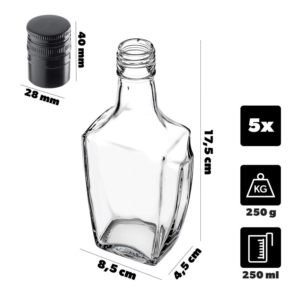 KADAX Szklana Butelka Na Nalewkę Z Zakrętką 5szt.