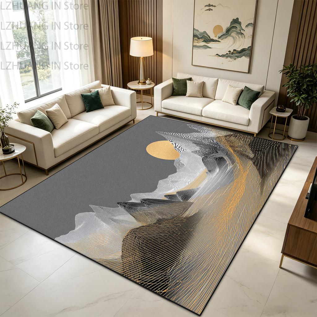 Chinese Style Mountain Landscape Living Room Carpet Plush Antiskid Dining Room Rug Foldable Decoration Home Coffee Tables Mat
