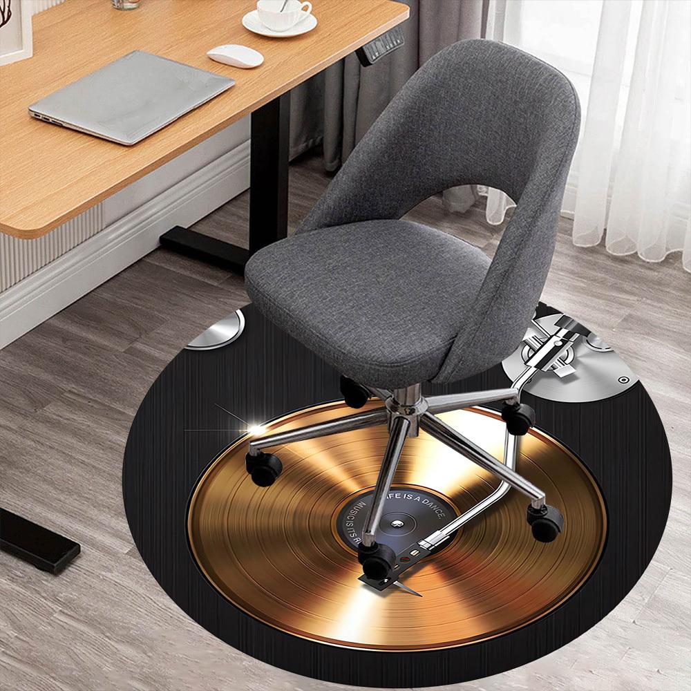 1 шт. Золотой виниловый коврик для диджейского проигрывателя, круглый коврик для стула, ковер - Нескользящий, напольный коврик для офиса, спальни, домашний декор, Рождественский подарок c0528129