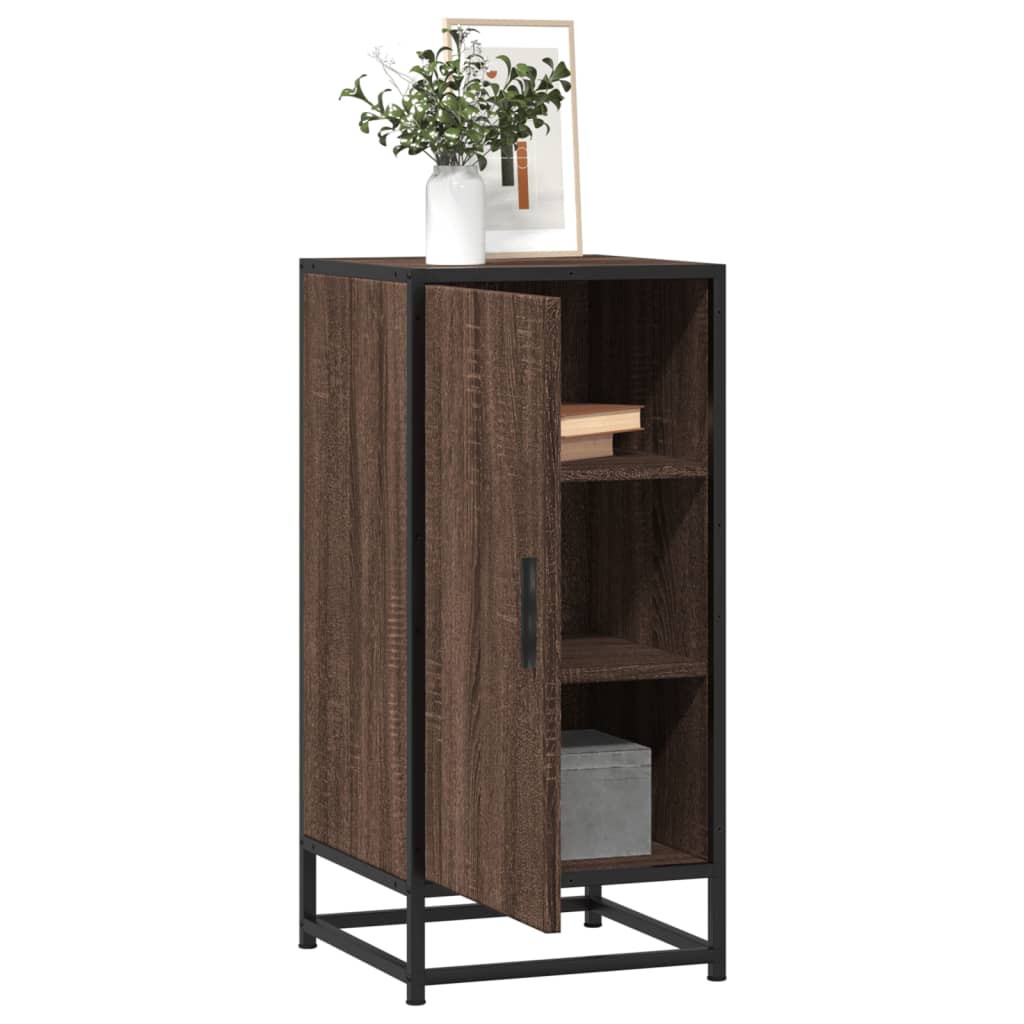 Sideboard in Brown Oak Look 35.5 x 35 x 76 cm Engineered Wood & Metal