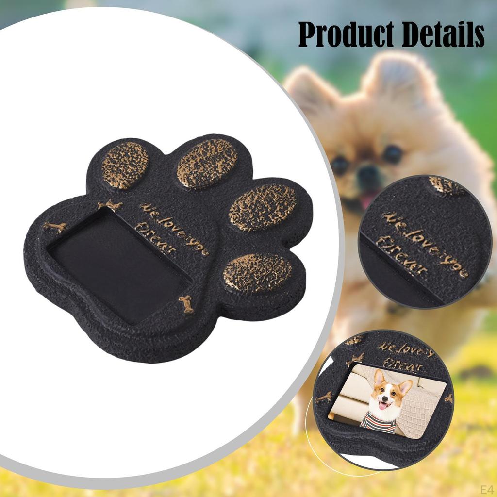 Мемориальный камень с отпечатком лапы для питомцев с фоторамкой 5,9x5,9x0,6 дюйма Подарок соболезнования