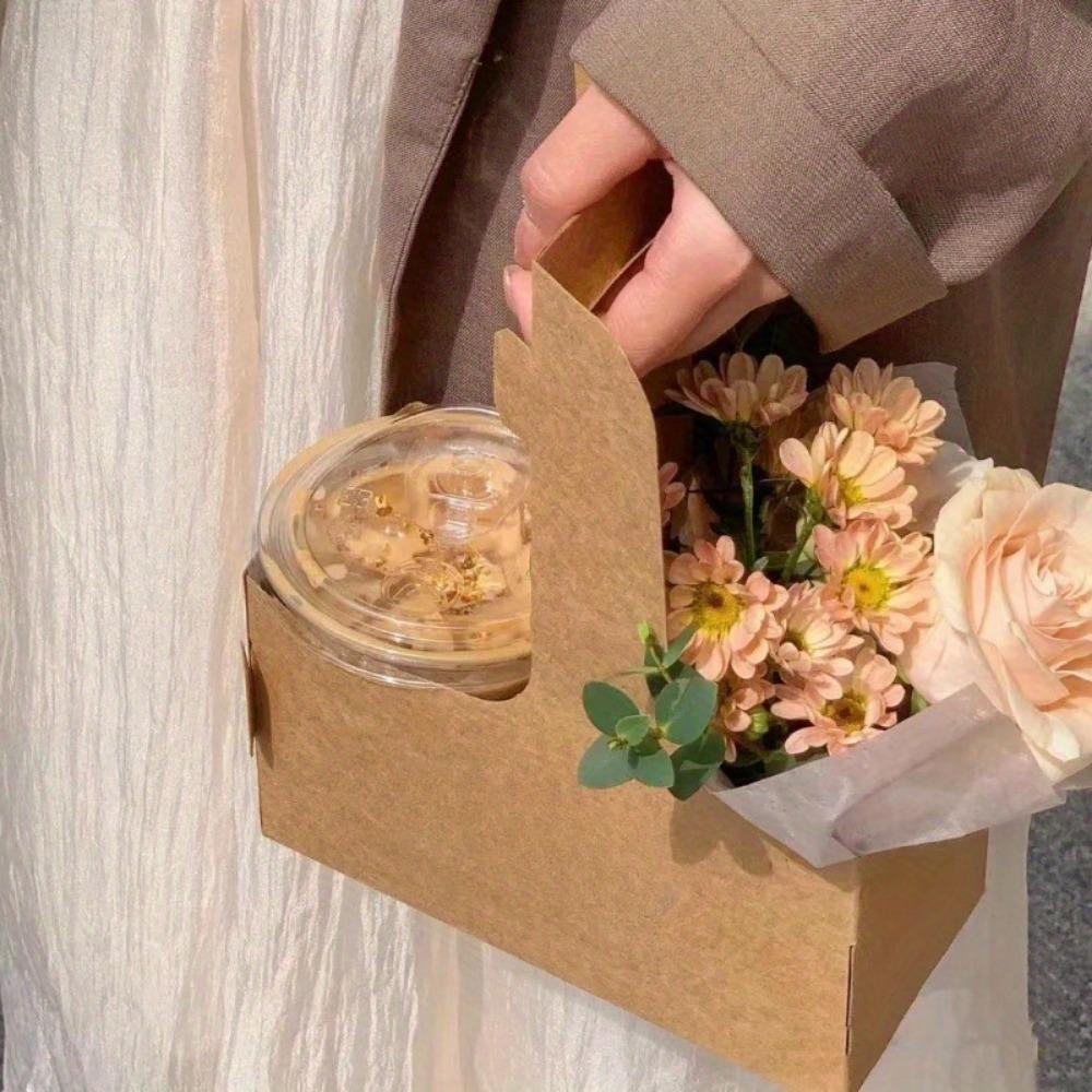 20 шт. Цветочные подарочные пакеты, букет, крафт-бумажные пакеты с ручкой, коричневая цветочная упаковка, упаковочная коробка для женщин, Валентина, День матери, свадебный подарок, декор