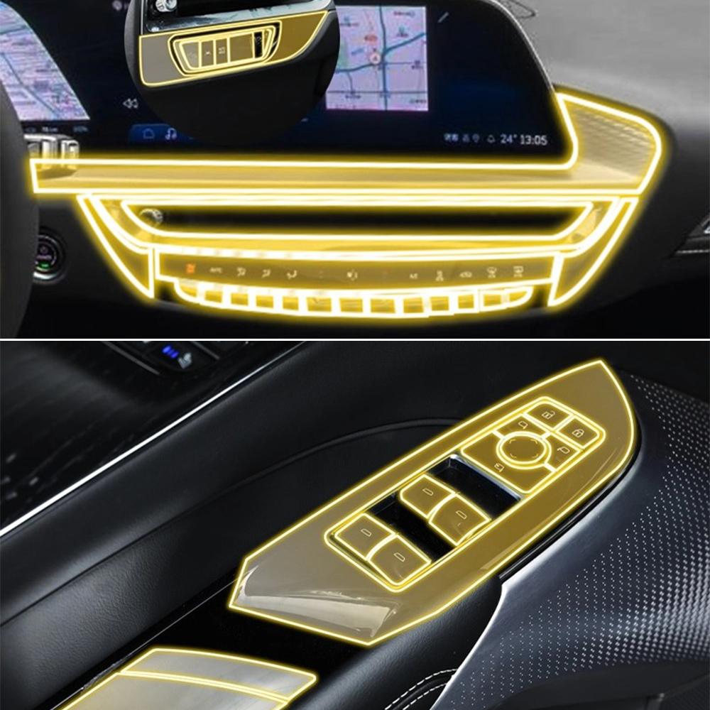 Прозрачная TPU пленка для интерьера автомобиля Cadillac Lyriq 2025 2025 Equator Sport Центральная консоль Вырезанная по размеру PPF Антицарапающая наклейка