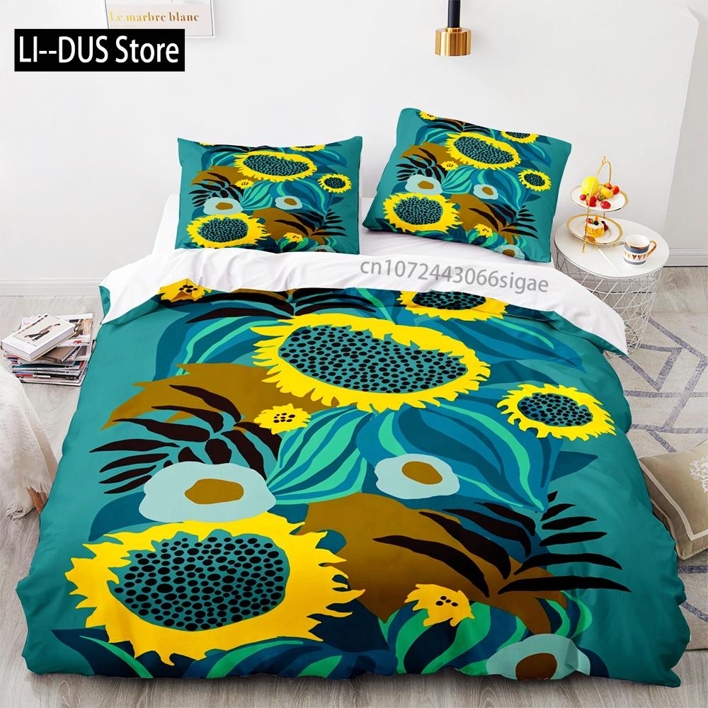 Sun flower Bedding Set Single Twin Full Queen King Size sunflower Bed Set Aldult Kid Bedroom Duvetcover Sets 3D Print 035