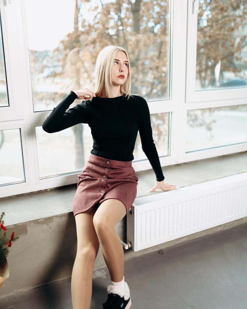 Mini Skirt – Women's Versatile Suede Skirt with Front Button Closure, Any Season, 8412-087 HC