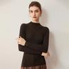 2025 Autumn Women's Slim Fit Korean Style Pleated Half-High Neck Wool Sweater