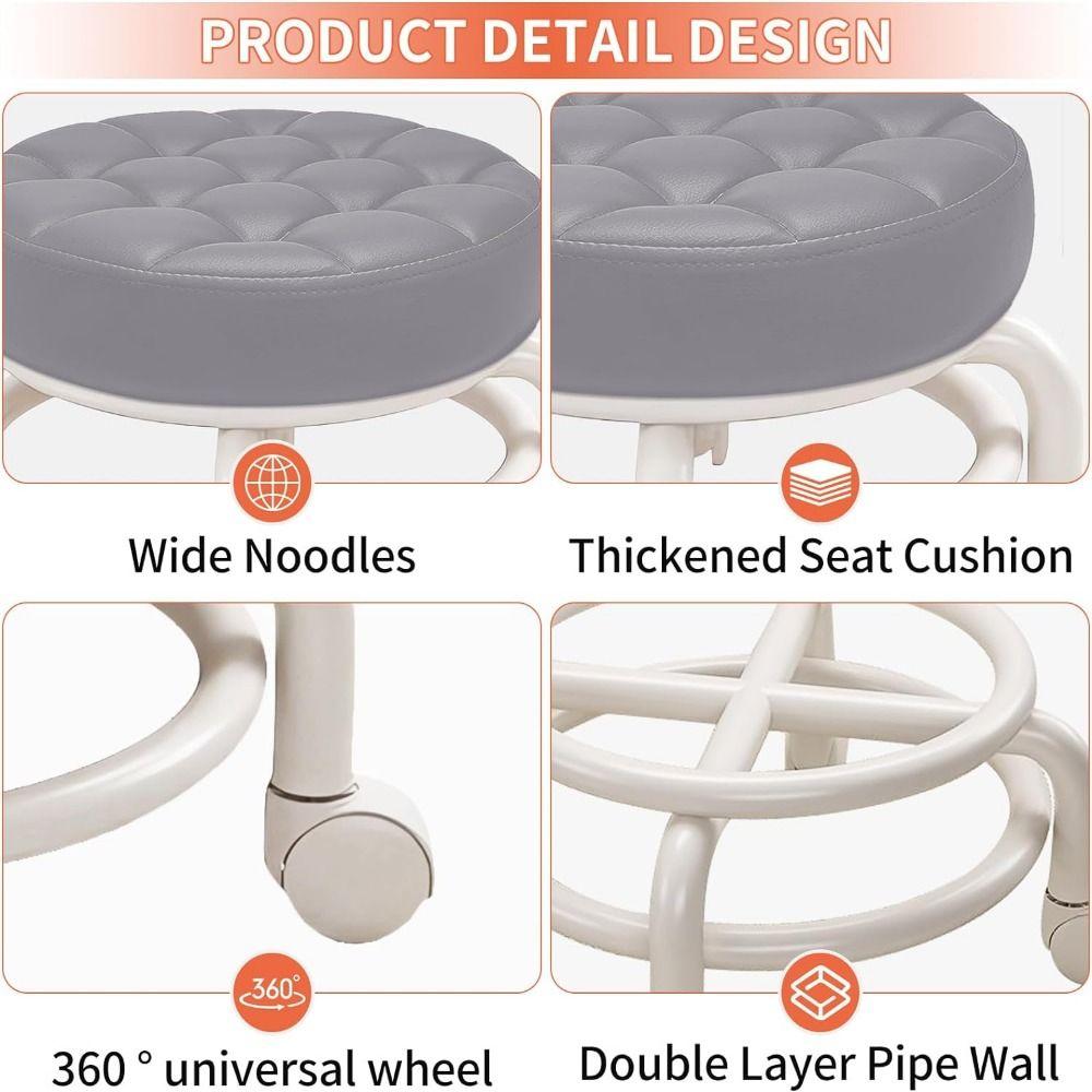 Водонепроницаемый вращающийся табурет на колесиках, сиденье из ПУ-кожи, низкое сиденье, практичный стул на роликах, для маникюрного салона