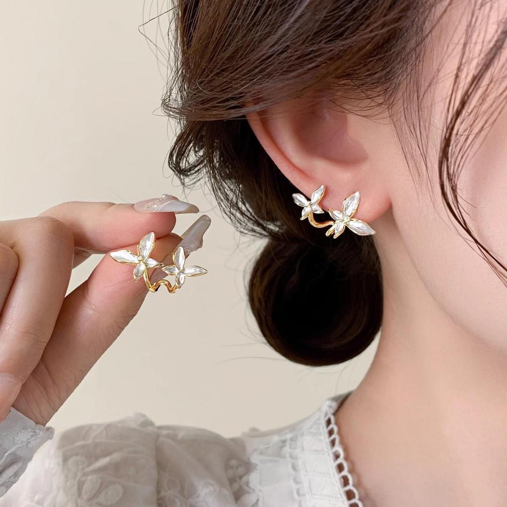 Уникальные серьги-пусеты из серебра 925 пробы с цирконом и жемчугом в виде бабочек для женщин - Высококачественная модная бижутерия