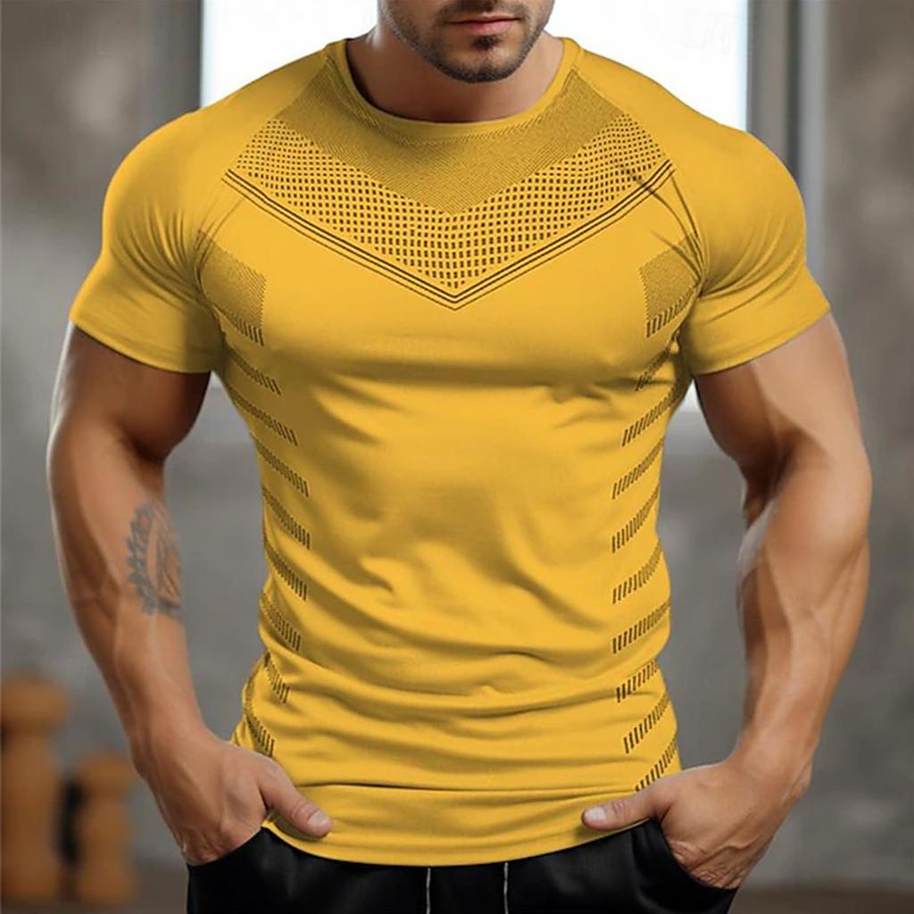 Tight Fitting Sports And Fitness Short Sleeved Round Neck T-Shirt