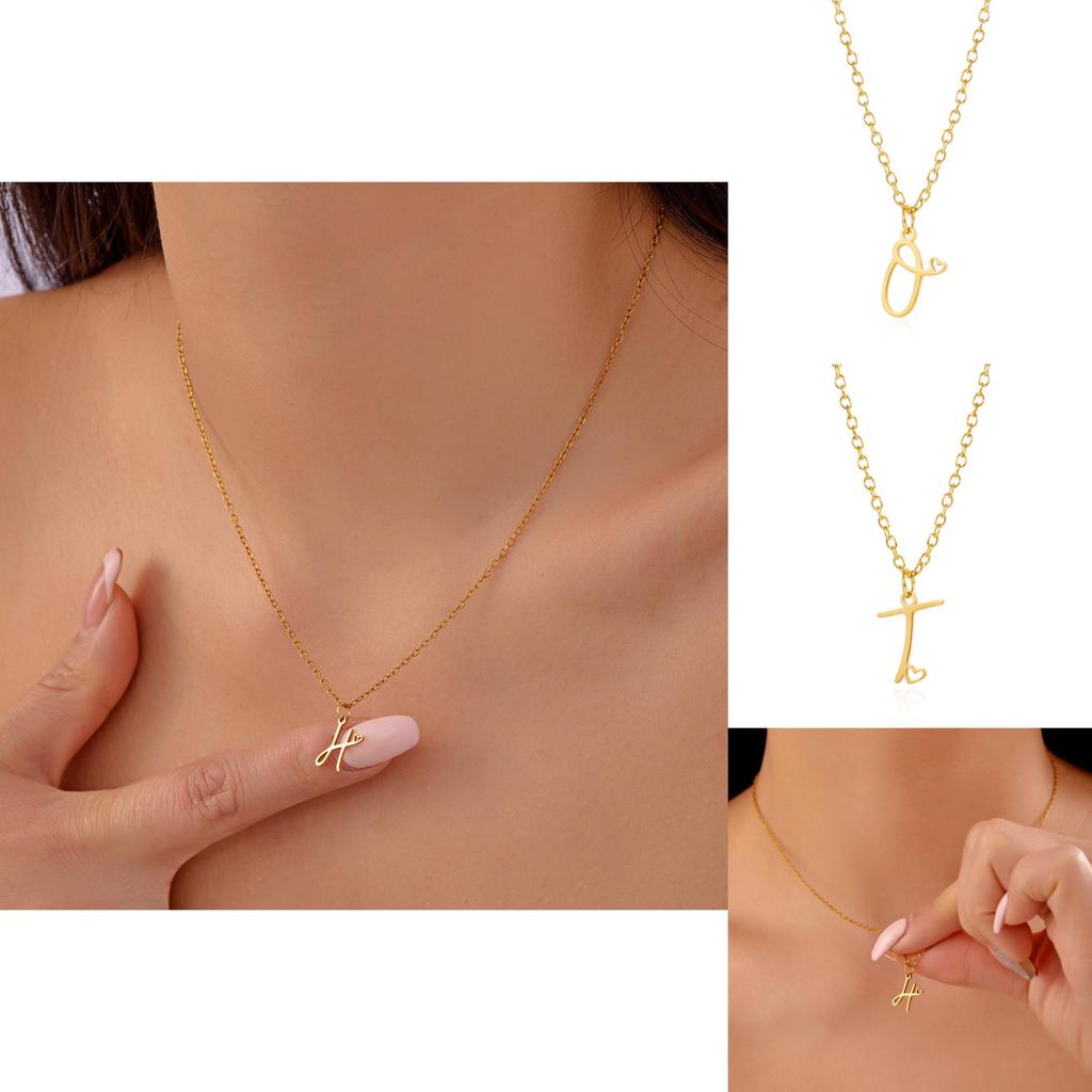 Золотое ожерелье-подвеска с алфавитом в форме сердца на цепочке О для дам, летний стиль