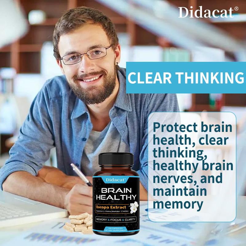 Brain Healthy Supplement 120 Capsules Bacopa Extract Formula for Memory and Focus