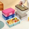 1450ml Bento Box for Kids 4 Compartment Sealed Lunch Boxes with Spoon Fork Microwave Heating Portable Leakproof Food Container