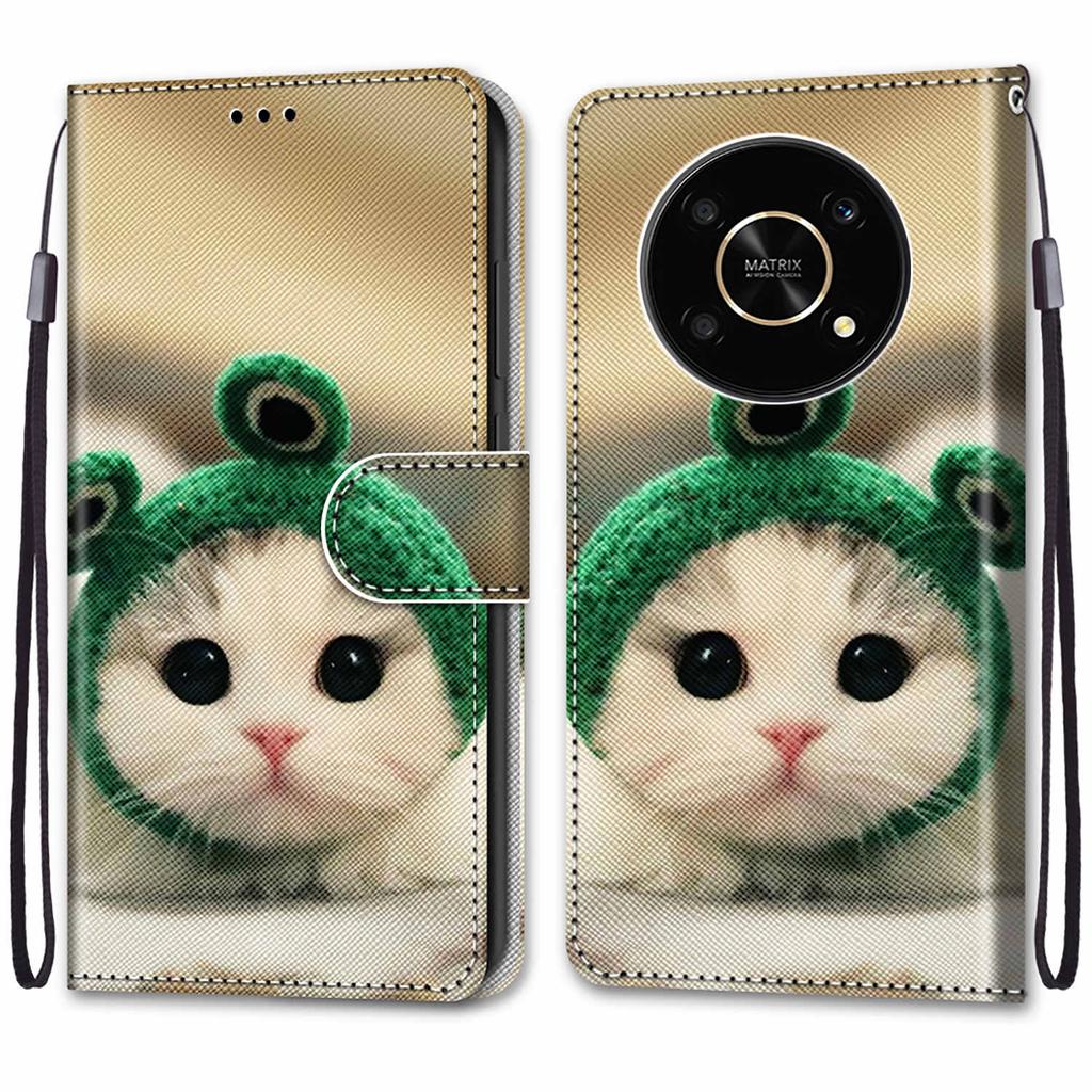 Fashion Painted Pattern Cover Lanyard Flip Leather Case For iPhone Samsung Huawei Honor Xiaomi Redmi OPPO Realme Moto Asus